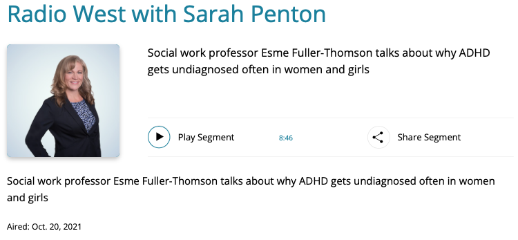 screen shoot of the Radio West with Sarah Penton webpage