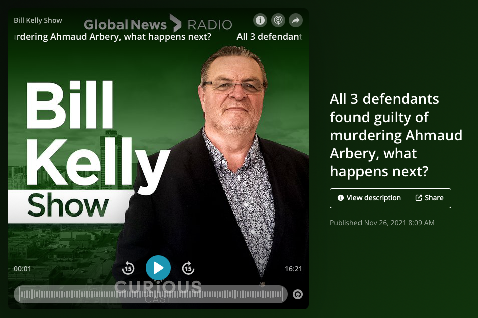 screen shot of the Bill Kelly Show media player