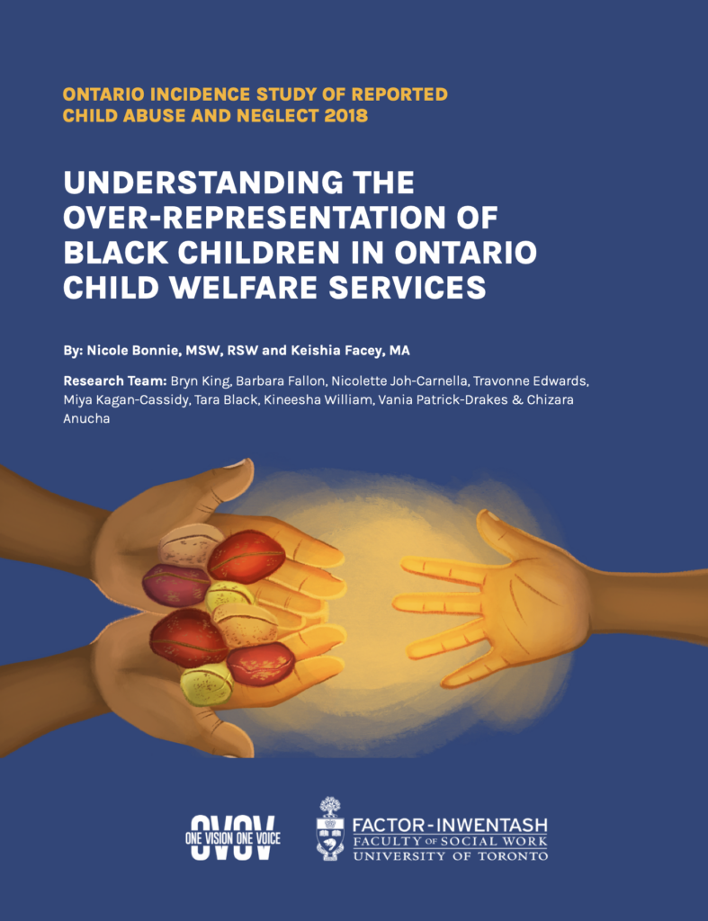 The front page of the report "Understanding the over-representation of Black Children in Ontario Child Welfare Services.