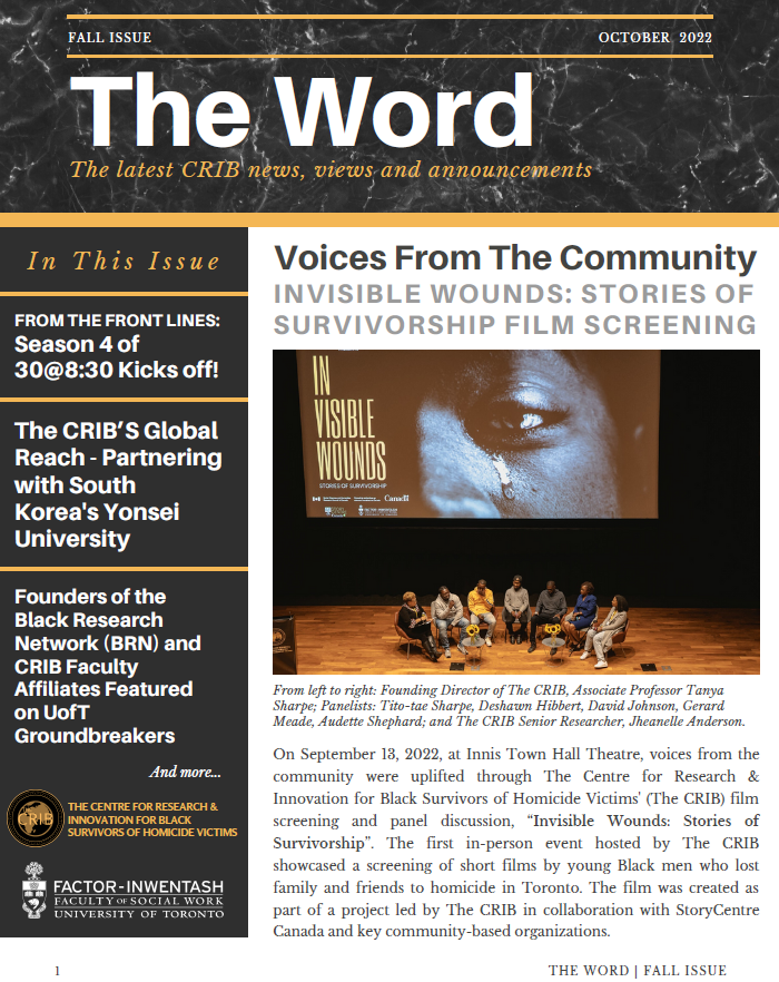 Front page of The Word, The CRIB's quarterly newsletter