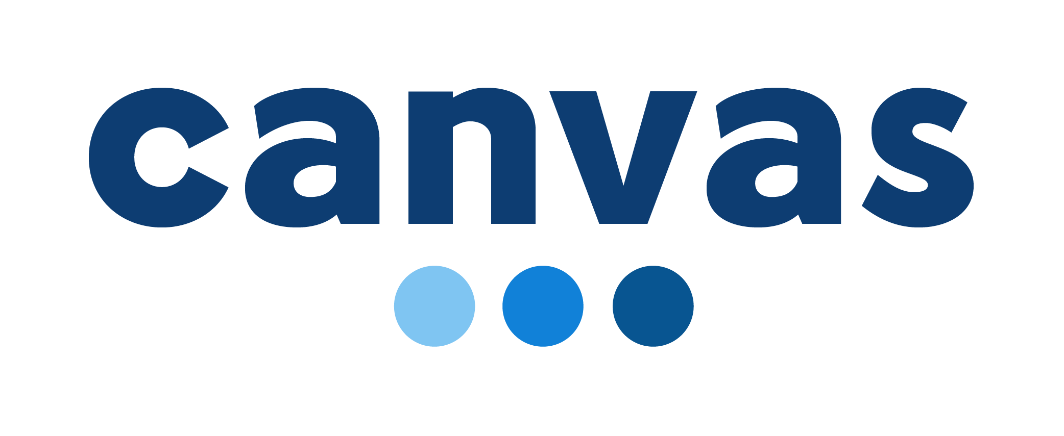 Canvas logo (blue with three dots in different shades of blue below the name)