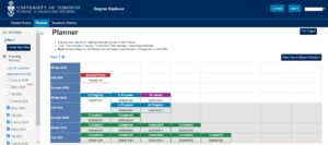 Screenshot of the Planner tool on Degree Explorer