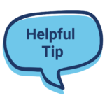 Speech bubble that reads 'helpful tip'