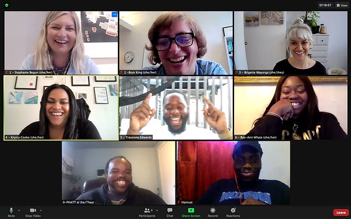 Youth Wellness Lab researchers in a zoom meeting, smiling