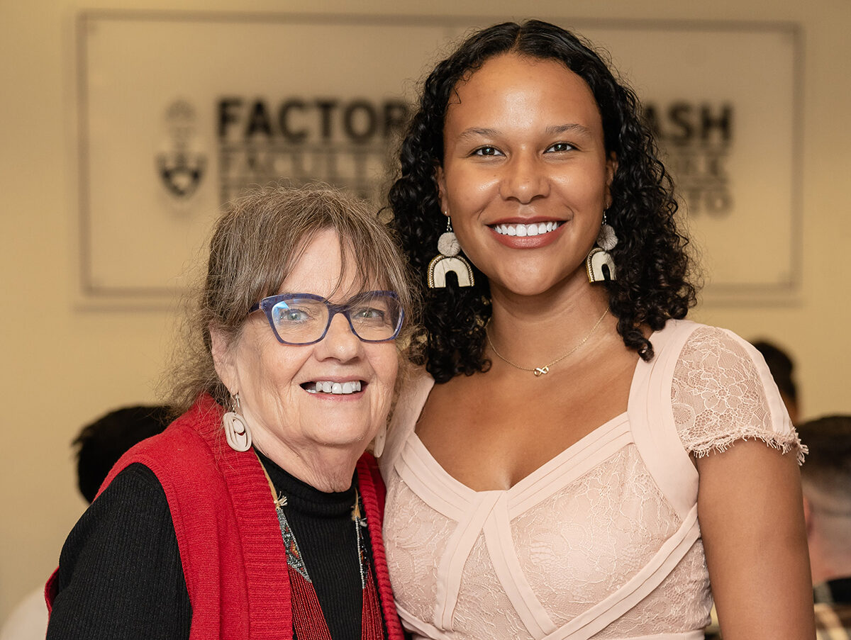 Jane Middleton-Moz and Folashade Kortee pose together and smile for the camera.