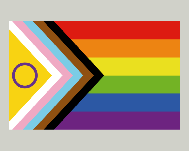 Pride flag on a grey background