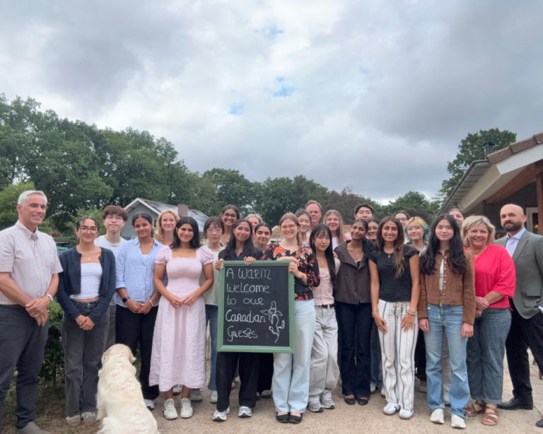 Profs Franco Taverna (far left) and Raza Mirza (far right) with University of Toronto students in The Netherlands with host from the Dementia Care Farm Zorgerf Buiten-Land.
